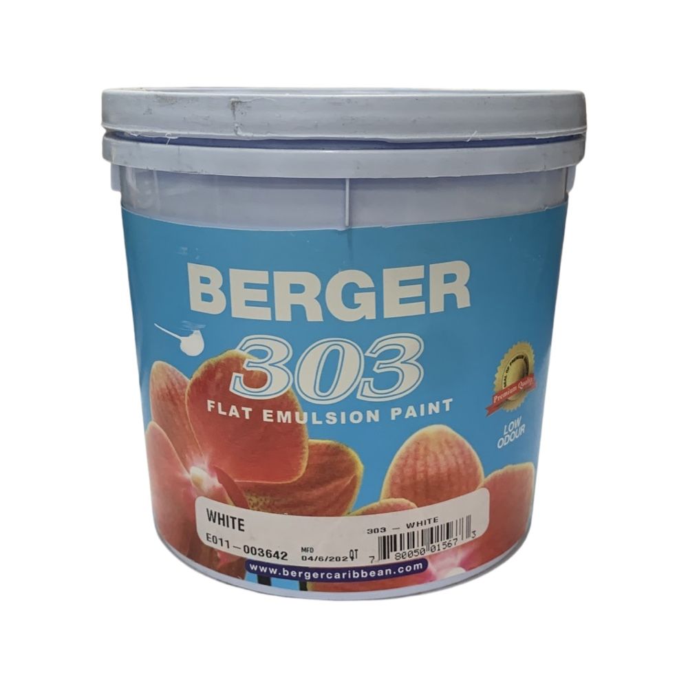 Berger Paints 303 Flat Emulsion 1 Qt Wht