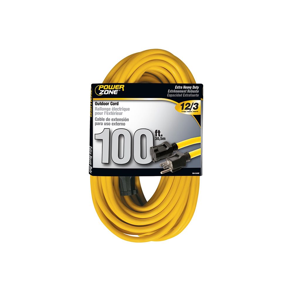 12/3 Extension Cord 100 Ft Ylw