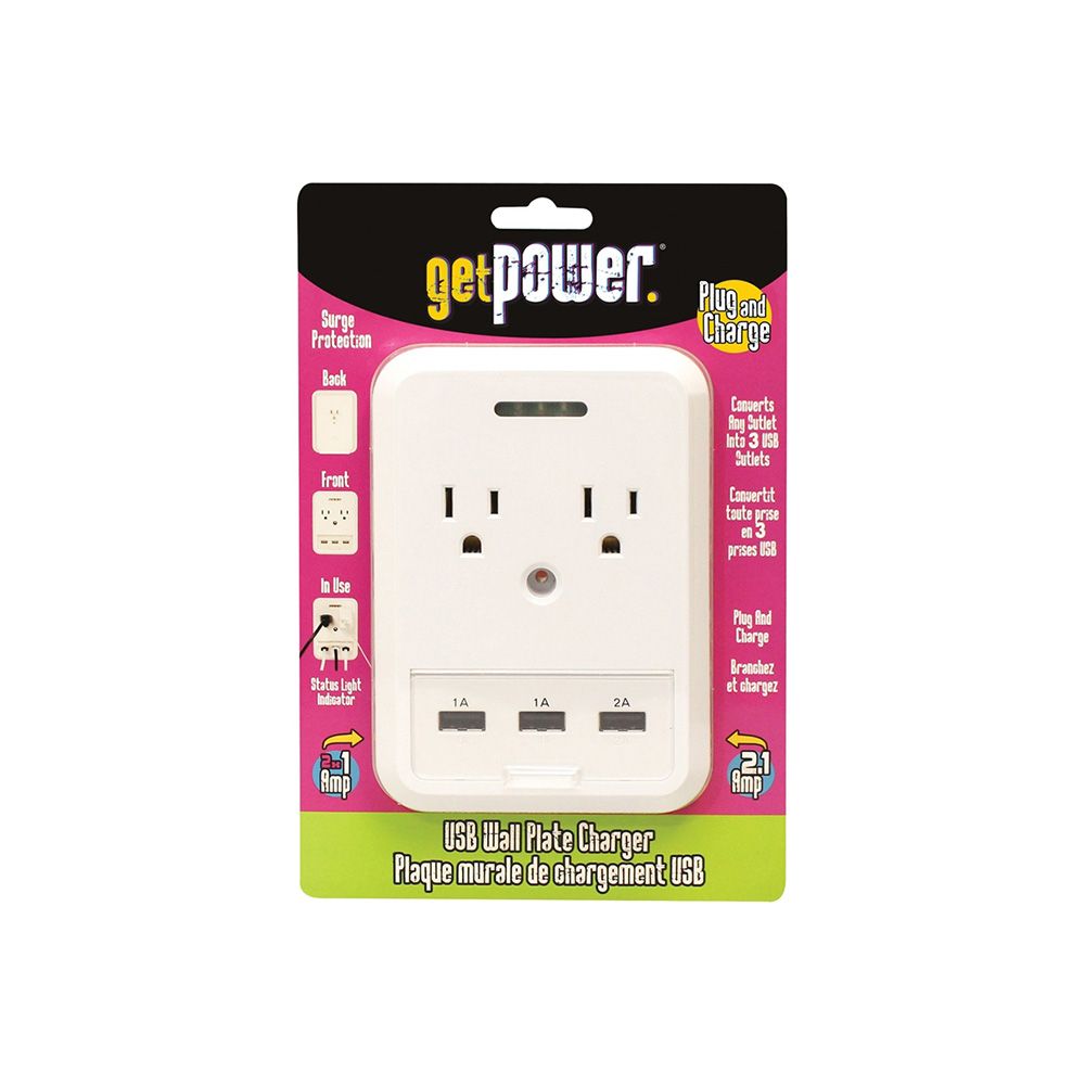 Getpower 5 Outlet Usb Charger Wht GP-DIS-2TACWP