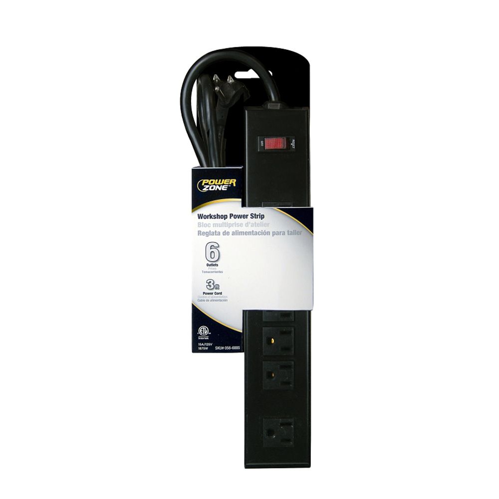 6 Outlet 3ft Power Strip Blk