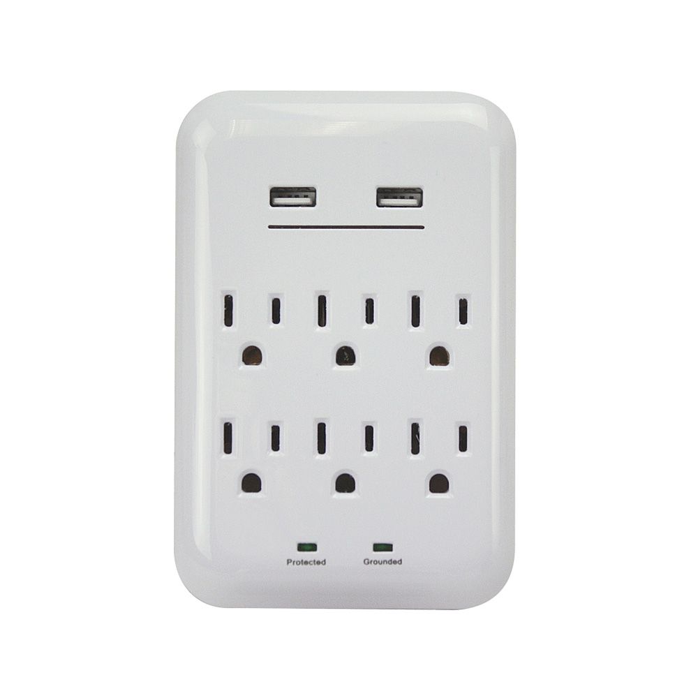 6 Plug 1200J Surge Protector With Usb Port