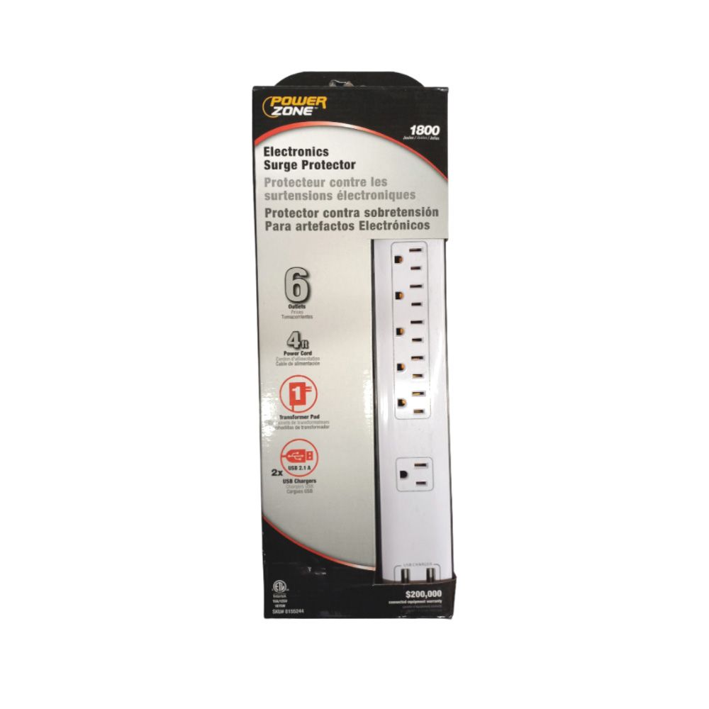 6 Outlet 1800J Surge Strip