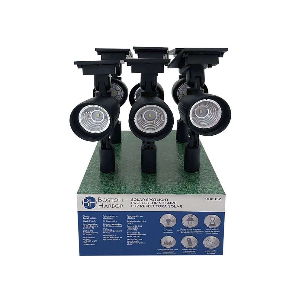 Light Solar Stake Spotlight Plastic Blk