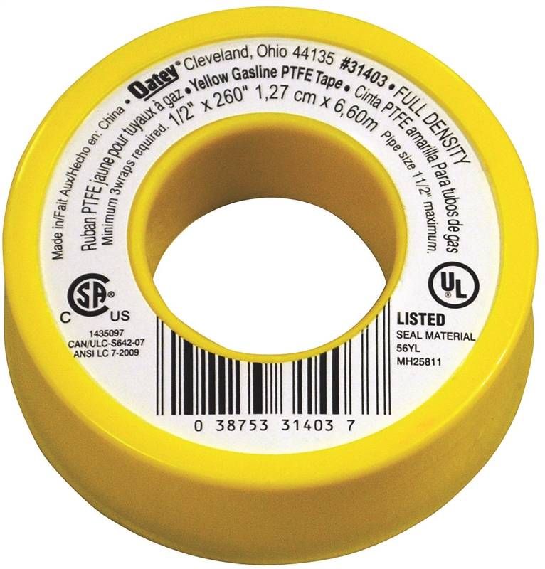 Oatey Gas Line Pipe Seal Tape 0.5"X260" 31403