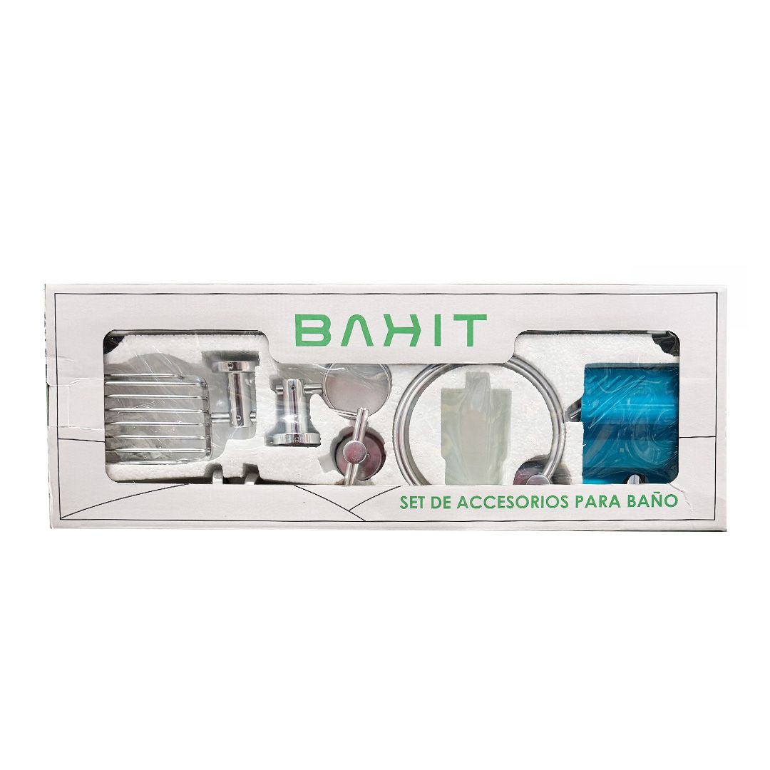 Bathroom Assorted Set 7 Pieces Bright Silver