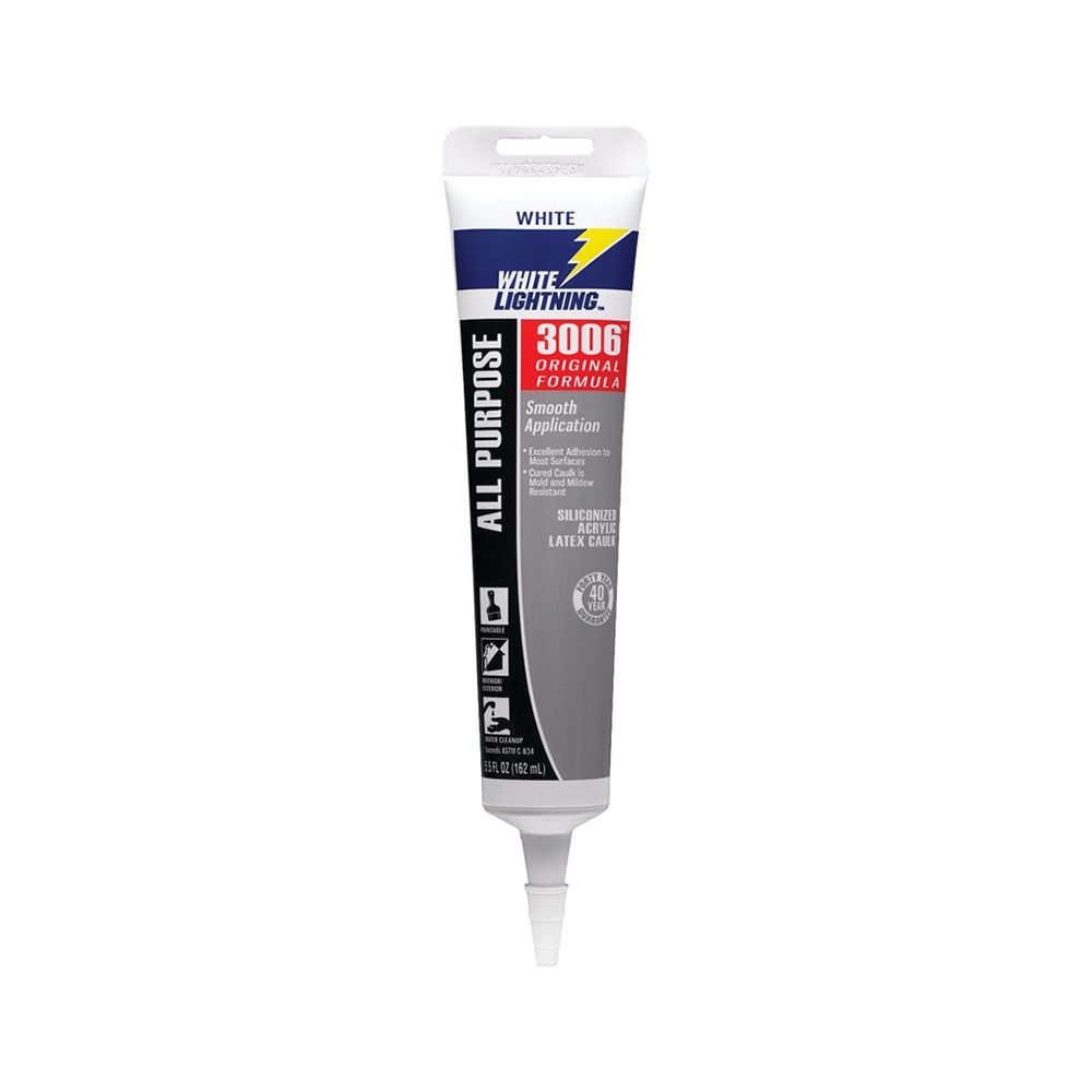 White Lightning Caulk 3006 Advanced Formula 5.5 Oz Wht W12AF0005