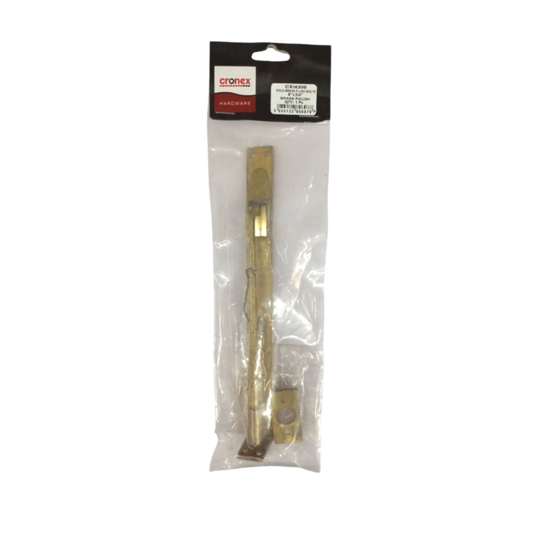 Flush Bolt 8 In X 3/4 In Brass