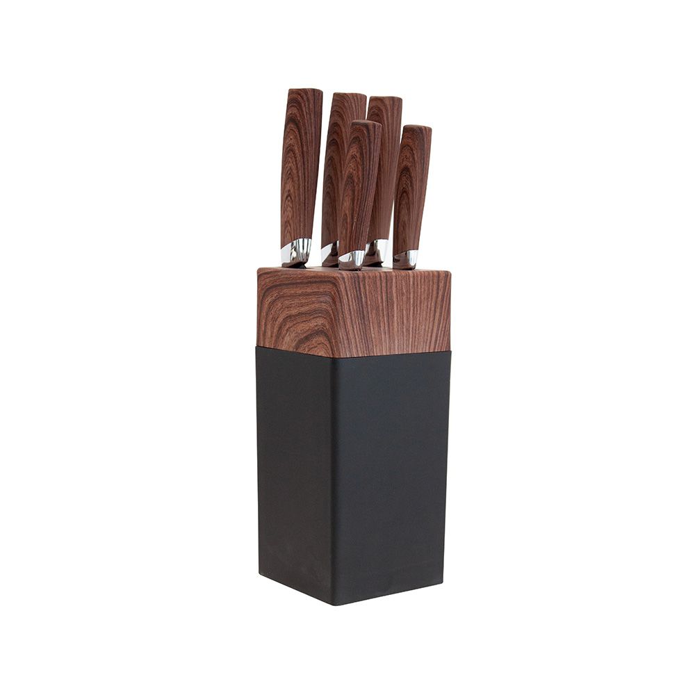 Js Gourmet Knife Block Wood Set 7 Piece 7-99105