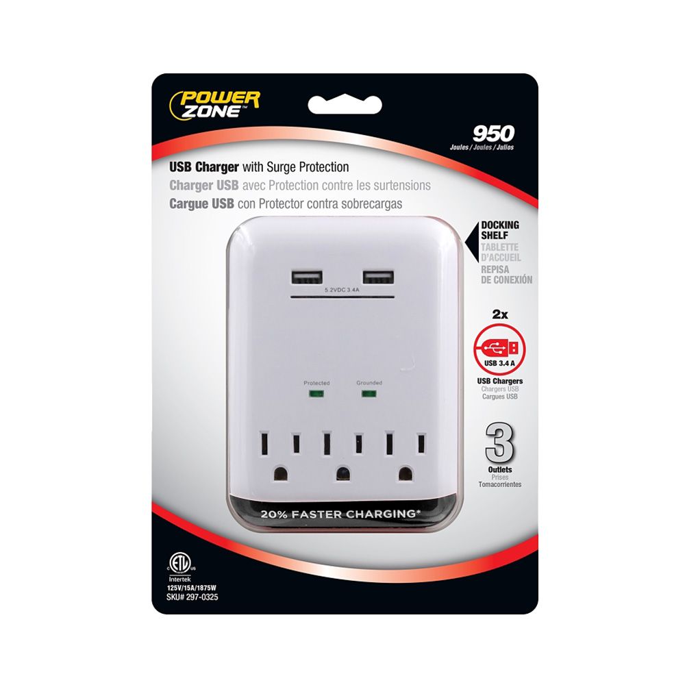 Usb Charger Surge Protector 950J Wws