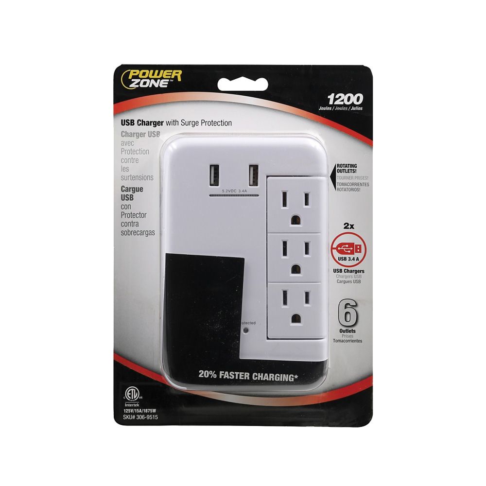 Usb Charger Surge Protector 1200J Wws