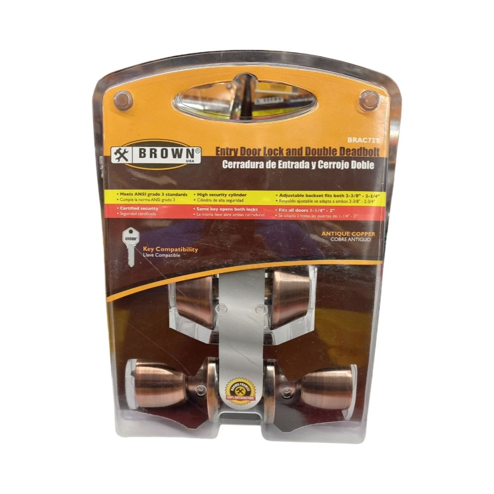 Brown Tulip Entry/Deadb  Lockset Cop BRAC72T