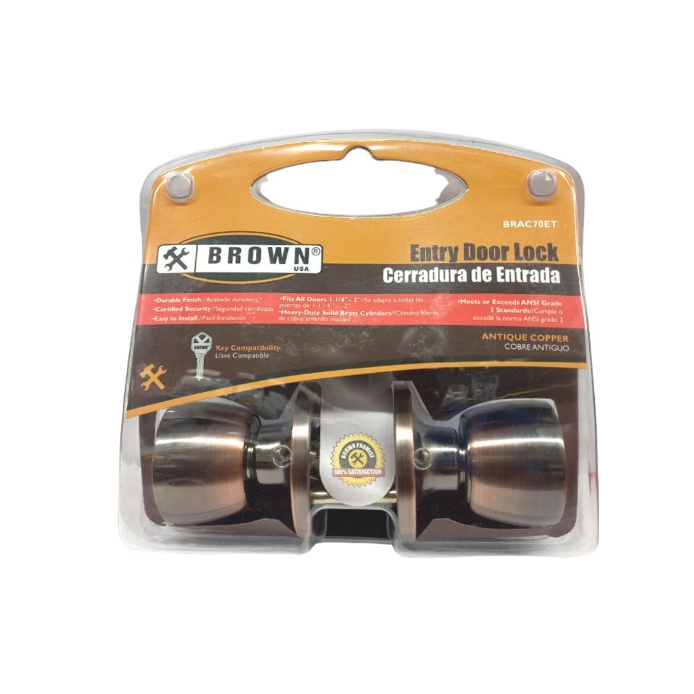 Brown A-Copper Entry Door Lock BRAC70ET