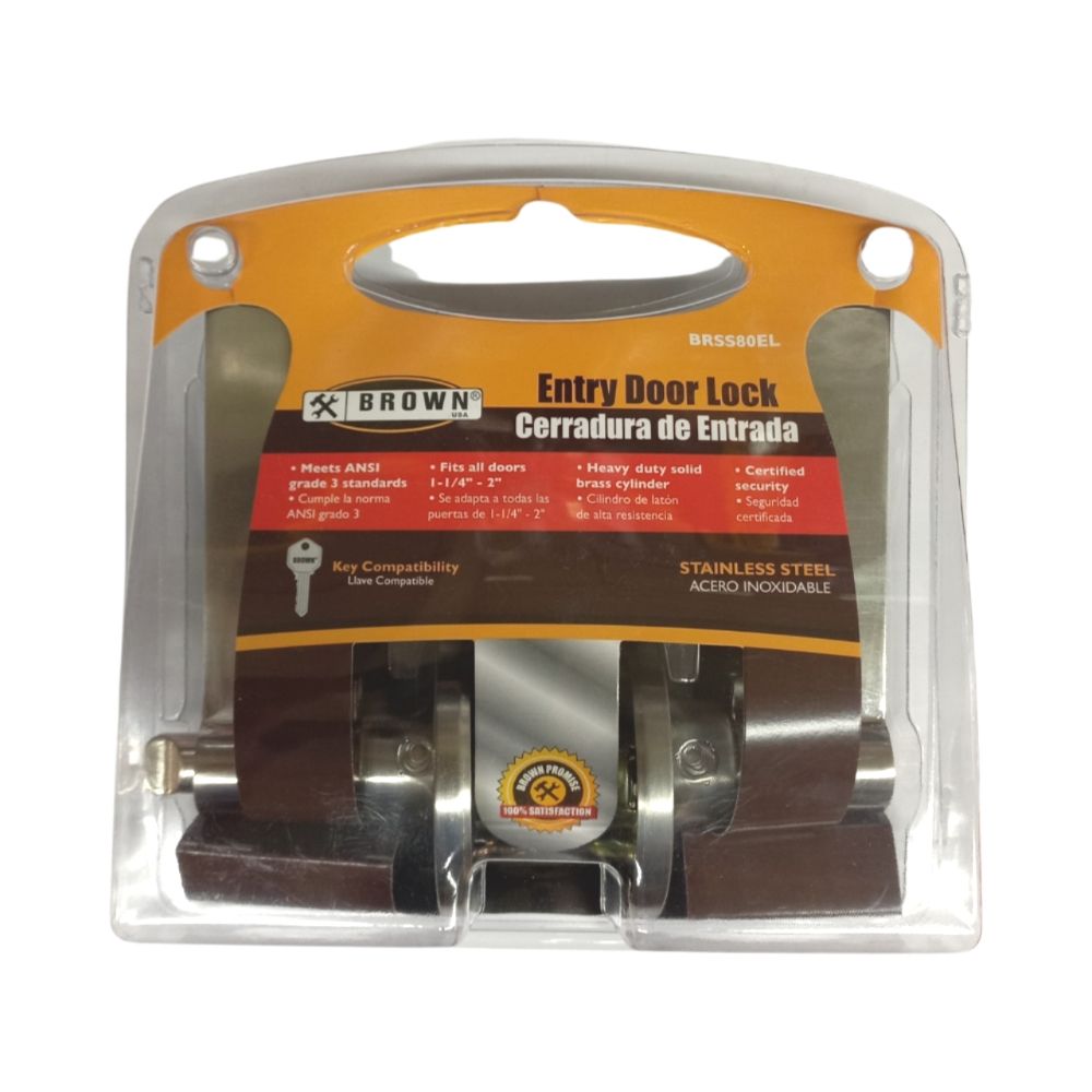 Brown S-Steel Lever Entry Door Lock BRSS80EL