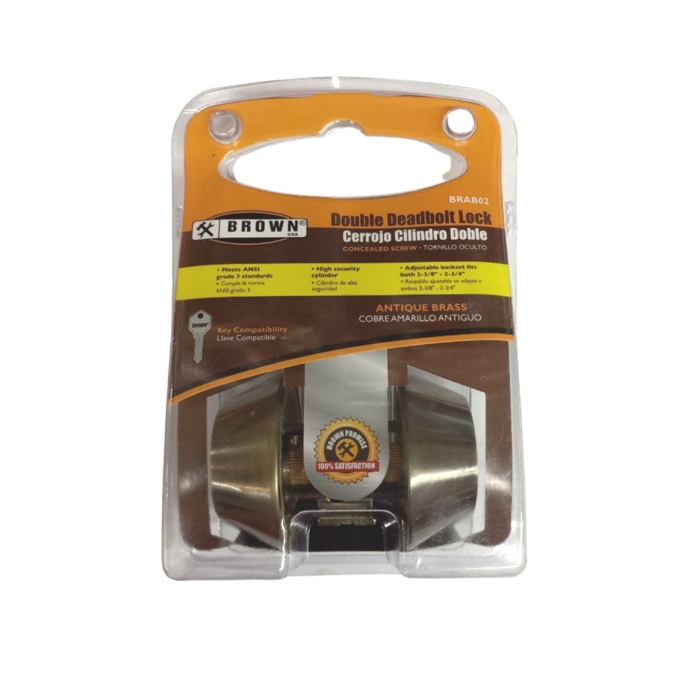 Brown A-Brass Dbl Deadbolt Lock BRAB02