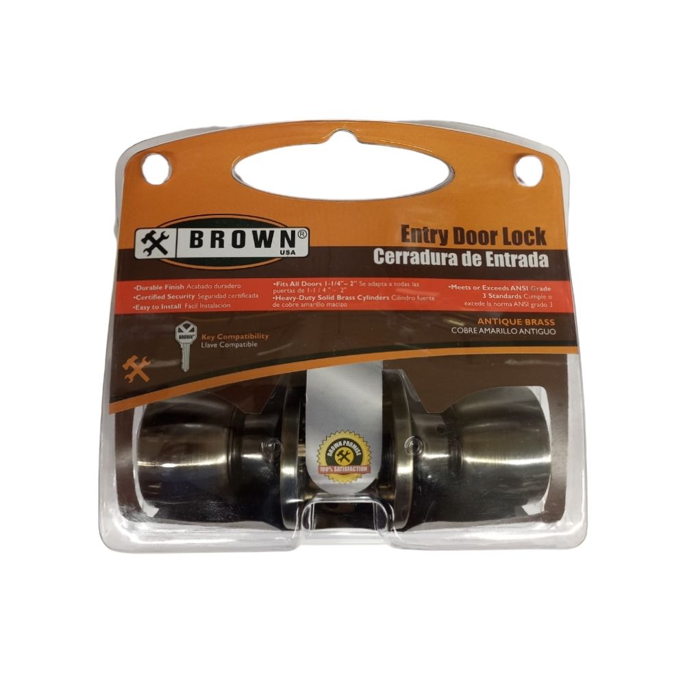 Brown A-Brass Entry Door Lock BRAB70ET
