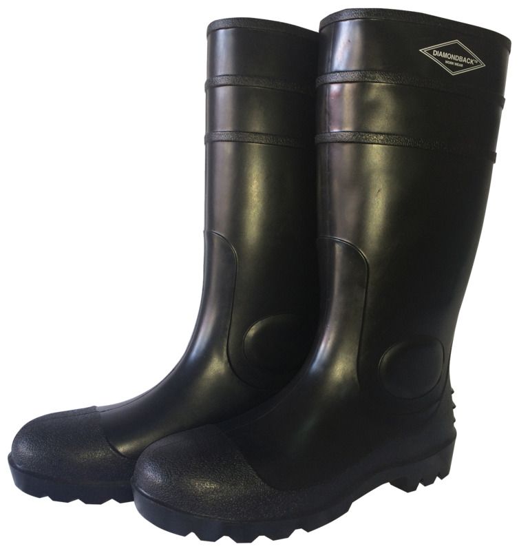 Size 10 Rubber Knee-Length Boots Blk