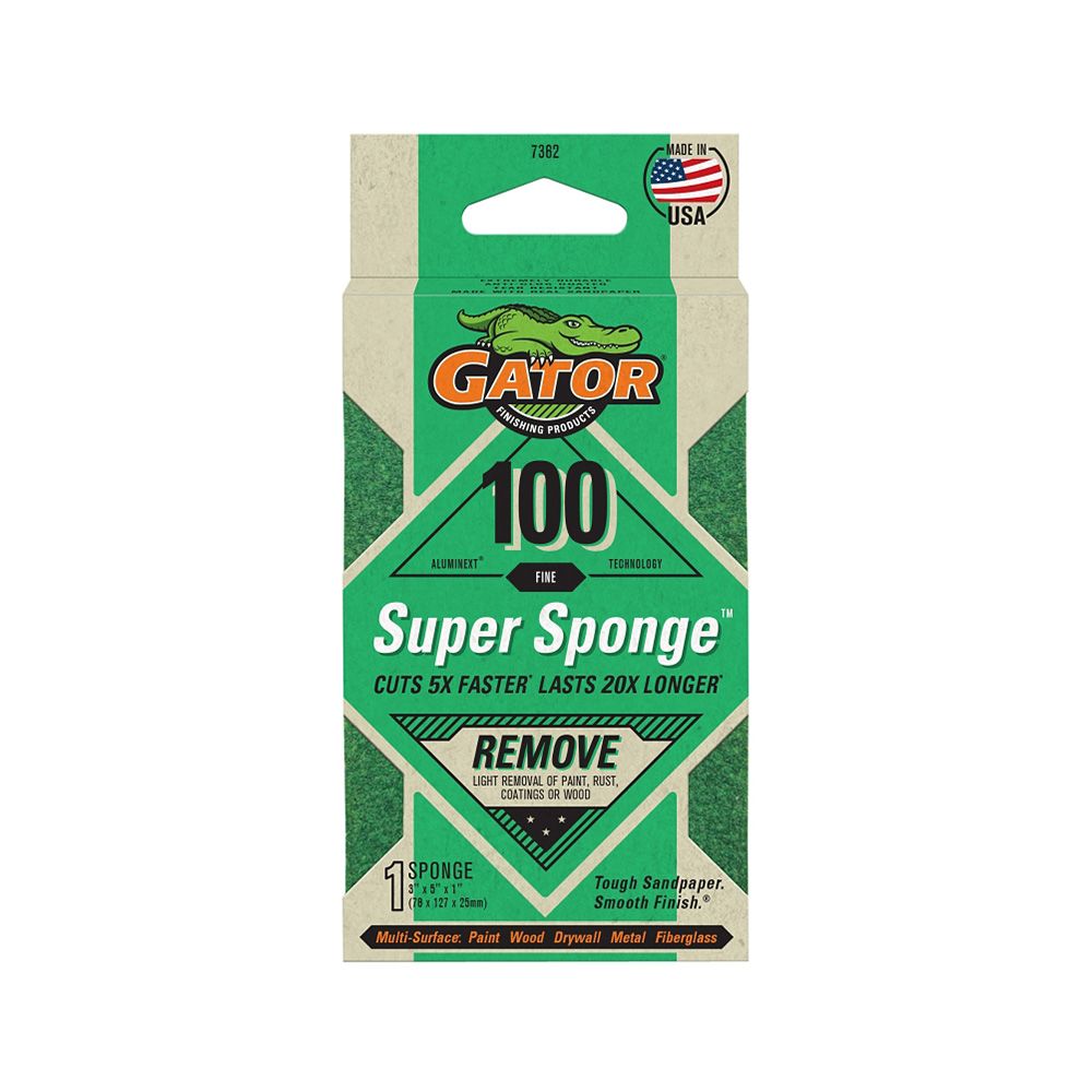 Gator Sanding Sponge 100 Grit 3 X 5 X 1IN