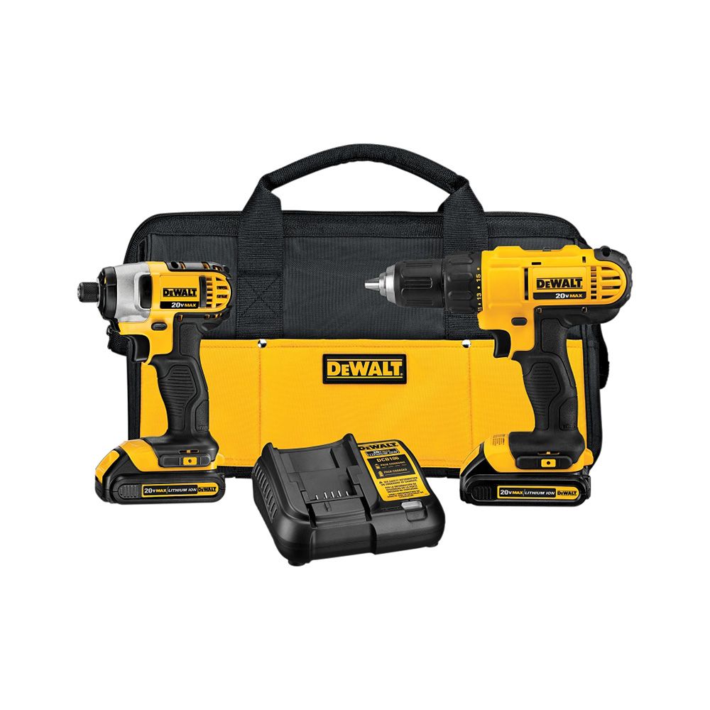 Dewalt 20V Cordless Drill Impact Kit 1.3 AH