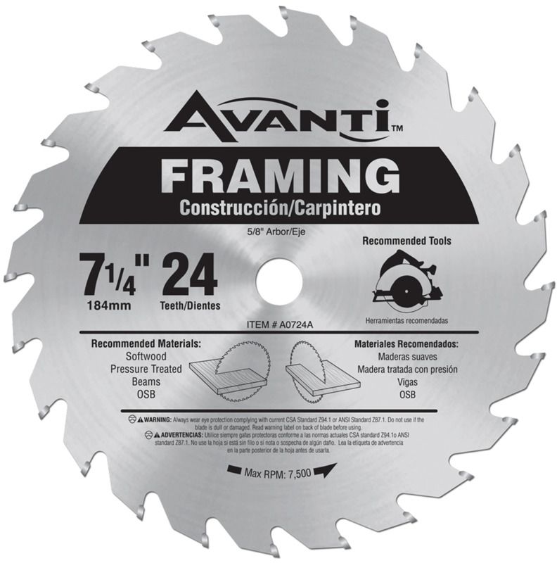 Avanti 24 Tooth Circular Saw Blade 7 1/4 In