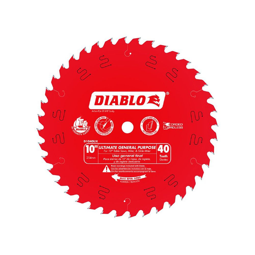 Diablo General Purpose 40 Tooth Circular Saw Blade 10 In