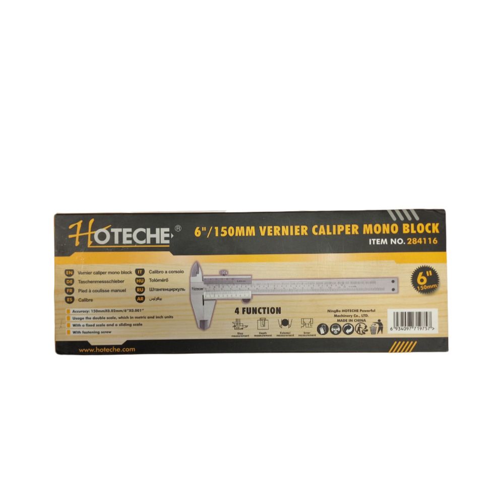 CALIPER VERN MONO BLK 6" HOTEC