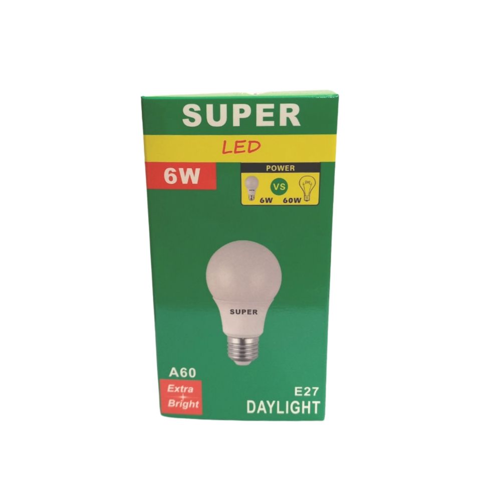 6W 6K E27 A60 Led Screw Bulb