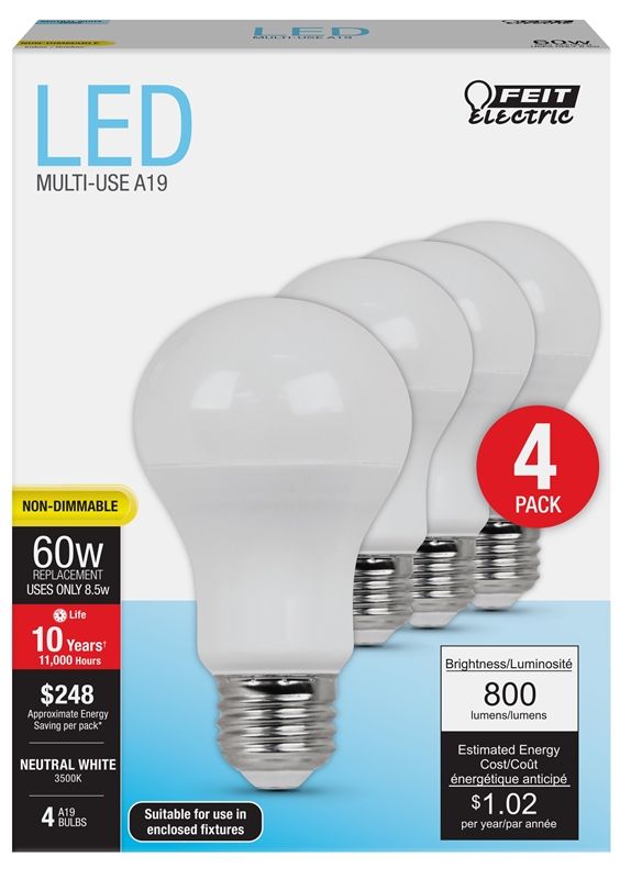 602 Non-Dim A800 Led Bulbs 4 Pk